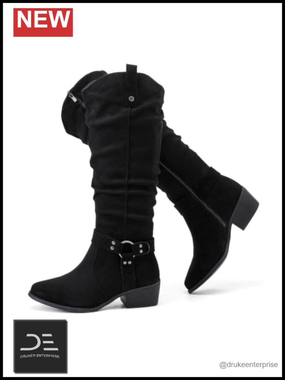 Extra Wide Calf Knee-High Boots True Wide Width Memory Foam Low Block Heel